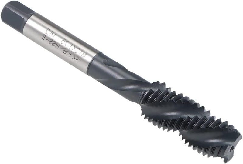 Boxonly Spiral Flute Thread Tap M12 x 1.75mm, for Processing Blind Holes and Sticky Materials, HSS Nitriding Coated, H2 Tolerance, Metric Machine Threading Tap Screw Thread Tapping Tool, 1pcs - Image 1